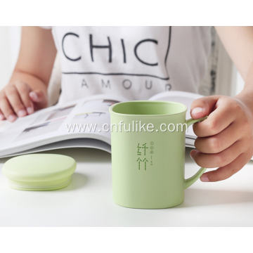 Bamboo Fiber Plastic Tableware Mugs with Lid